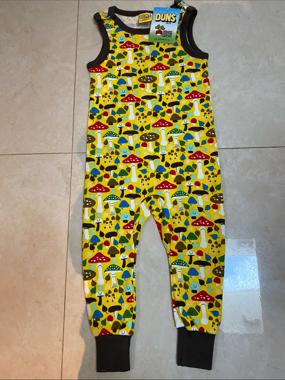 New W Tags Duns Sweden Mushroom Dungarees Overalls 9-12 Months Organic Cotton